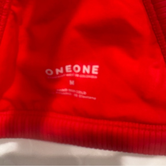 OneOne Bikini Top Womens Medium Cherry Red Ribbed Knit Vacation Beach Summer - Picture 4 of 5